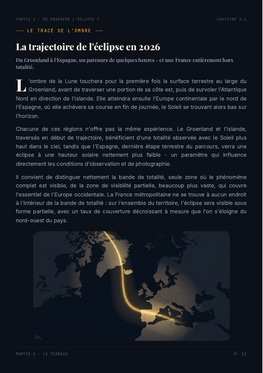 Carte de la trajectoire de l'éclipse 2026