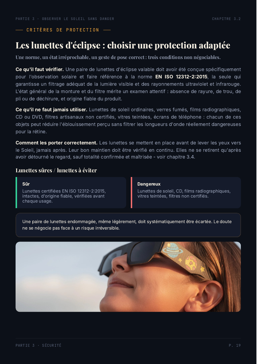Page sur la sécurité oculaire et les lunettes certifiées