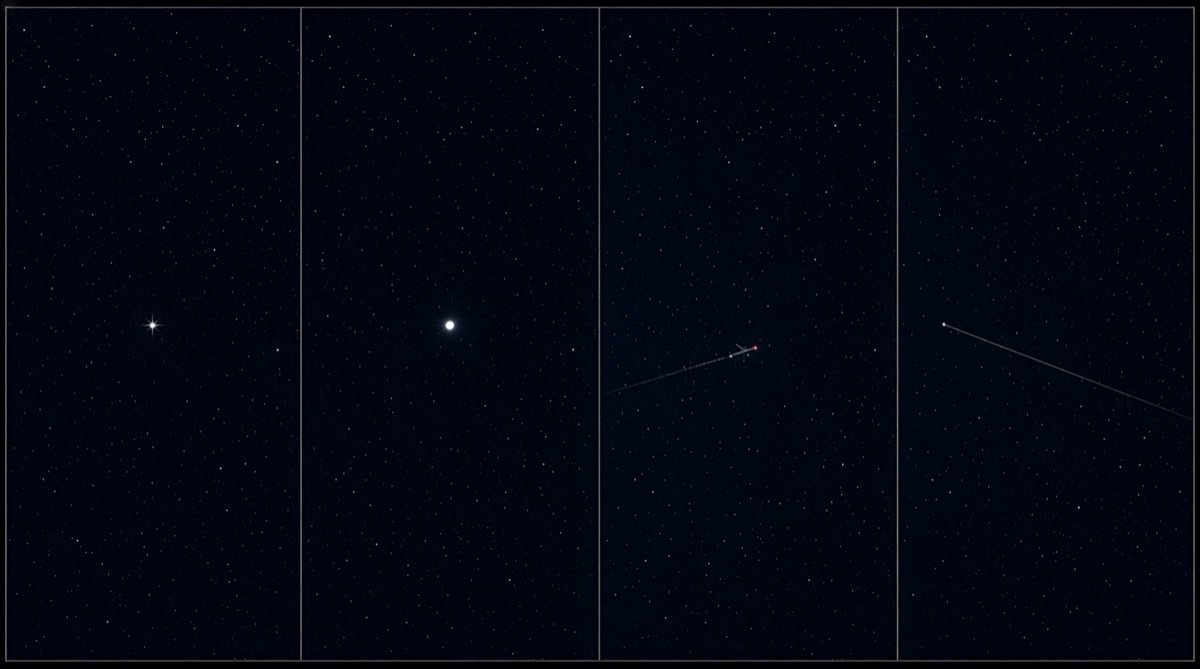 Observateur repérant les planètes et les étoiles à l'œil nu