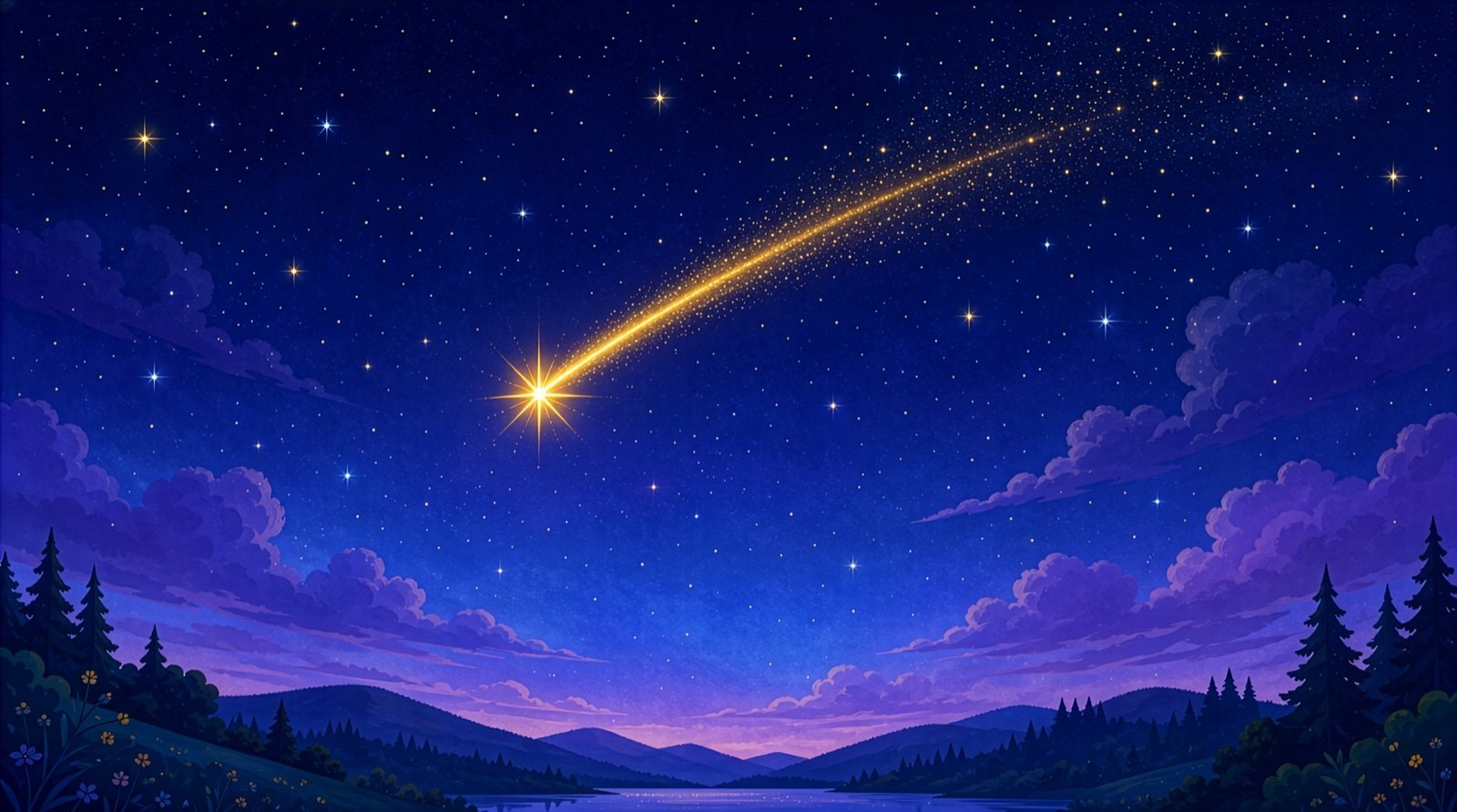 Étoile filante traversant le ciel nocturne